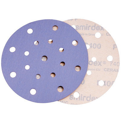 P220 150мм SMIRDEX Ceramic Velcro Discs 740  Абразивный круг, с 17 отверстиями 740411220